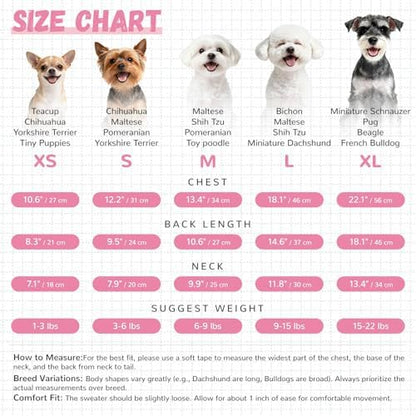 ABRRLO Small Dog Sweaters Cute Bear Dog Cardigans Clothes for Small Medium Dogs Boy Girl Puppy Cat Knitting Cardigan Outfits Dogs Winter Coats Warm Pet Doggy Clothes Soft Knitwear (Pink, Large)