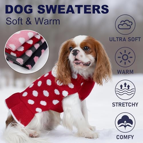 KYEESE Dog Sweater Dress for Small Medium Dogs Turtleneck Thick Knit