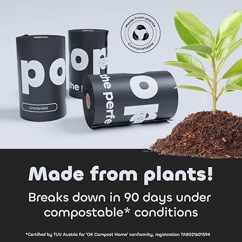 Lavender Scented Dog Poop Bags - Extra Thick Leak Proof for Dogs - Certified Compostable - Earthminded Essential Accessory for Daily Walks and Easy Cleanup - Compostable - 360 Bags