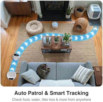 Smart Mobile Pet Camera Robot for Home Indoor, Movable 1080P Monitoring Dog and Cats, 2-Way Talk, Night Vision, Battery-Powered with Phone App Control