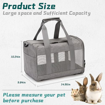 PINVNBY Small Pet Carrier, Guinea Pig Carrier, Bunny Carrier for Travel Camping Outdoor, Breathable Pet Portable Hand Bag for Hamster Rabbit Guinea Pig（Gray）