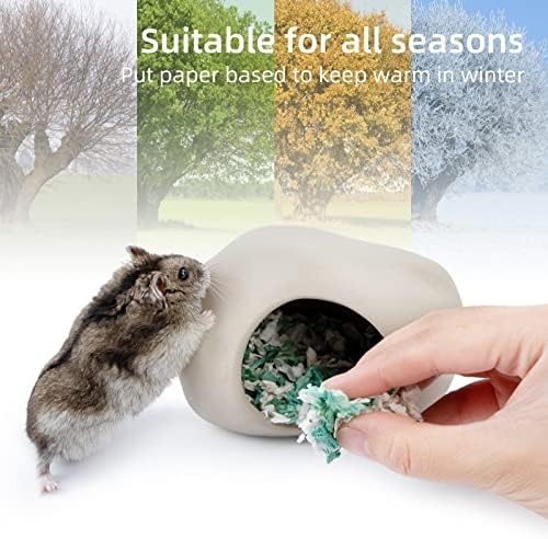 Niteangel Ceramic Hamster Habitat Hideout: Stone-Shaped & Non-Chewable