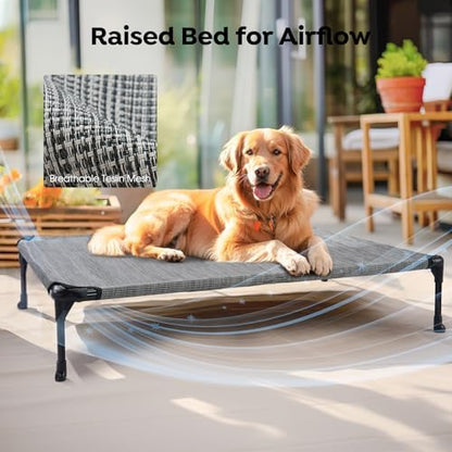 Veehoo 2 Pack Outdoor Elevated Dog Bed for Large Dogs, Cooling Raised Cots