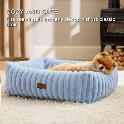 Bedsure ComfyFleece™ Cute Dog Bed for Small Medium Dogs Washable,25in Blue