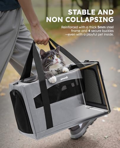 Pecute Cat Carrier Stable, Pet Carrier with Privacy Partition,Gray