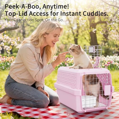 RIZZARI Airline Pet Carrier: Hard-Sided Small Cat & Dog Crate with Bowl