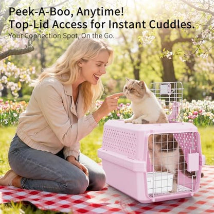 RIZZARI Airline Pet Carrier: Hard-Sided Small Cat & Dog Crate with Bowl