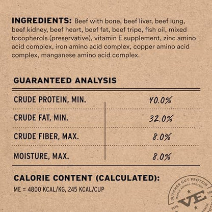 Vital Essentials Freeze Dried Dog Food, Beef Mini Nibs, 3 lb Bag