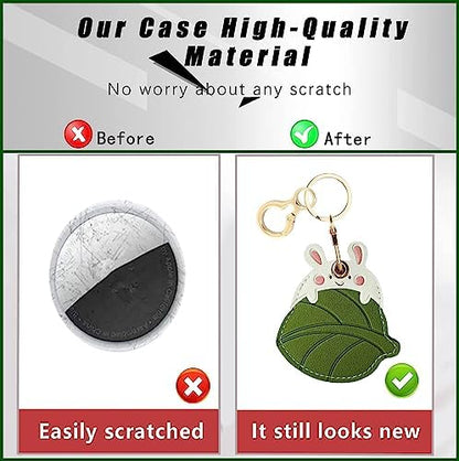 BORKUANA PU Leather Keychain Holder Protective Case Compatible with AirTag