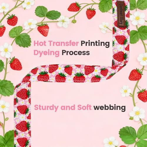 Lionheart glory Dog Collar - Cute Dog Collars Adjustable Soft Dogs Collar Strawberry Flowers Pattern Pet Collars for Small Dogs Male Female Spring Holiday