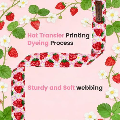 Lionheart glory Dog Collar - Cute Dog Collars Adjustable Soft Dogs Collar Strawberry Flowers Pattern Pet Collars for Small Dogs Male Female Spring Holiday