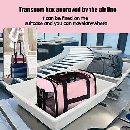 Cat Carrying Case - Pet Carrier Airline Approved, Protable and Breathable Pet Travel Carrier Removable Fleece Pad, Collapsible Cat Carrier Dog Carrier for Medium Cats Small Cats Dogs (Medium, Pink)