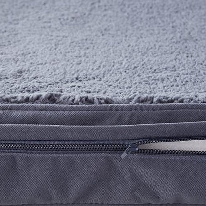 Happy Hounds Oscar Rectangle Orthopedic Foam Sherpa Dog Bed, Medium (42 x 30 in.), Prussian Blue