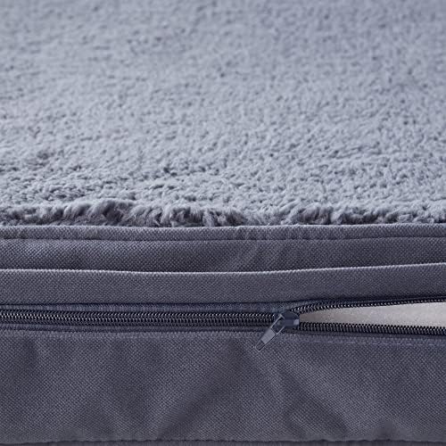Happy Hounds Oscar Rectangle Orthopedic Foam Sherpa Dog Bed, Large (48 x 36 in.), Prussian Blue