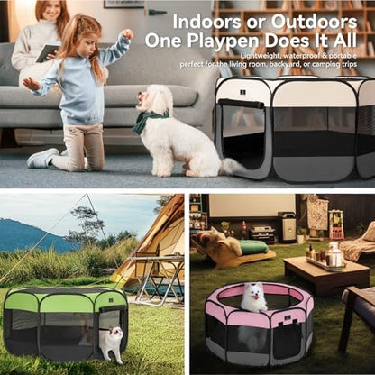 A 4 Pet 50.39-in Dog Playpen, Small Dogs & Puppies, Grey+Beige