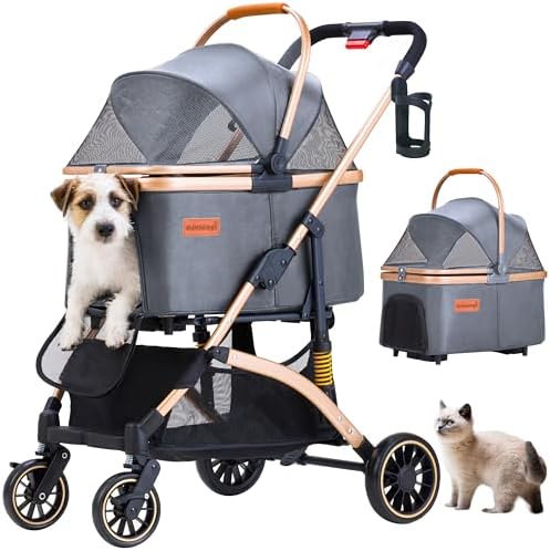Pet Stroller for Small Dogs Cats, 6 Shock Absorption System