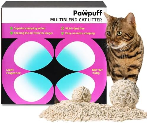 Clumping Cat Litter 99.9% Dust Free Flushable Cat Litter, Mixed Tofu and Bentonite Natural Sustainable Ingredients Odor Control, Low Tracking(16.8lb, Fresh)