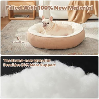 30 inches Soft Touch Fleece Donut Dog Bed for Medium Dogs,Brown
