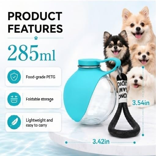 Portable Dog Water Bottle Pet Travel Water Bowl Dog Water Bottle (Blue, 01)