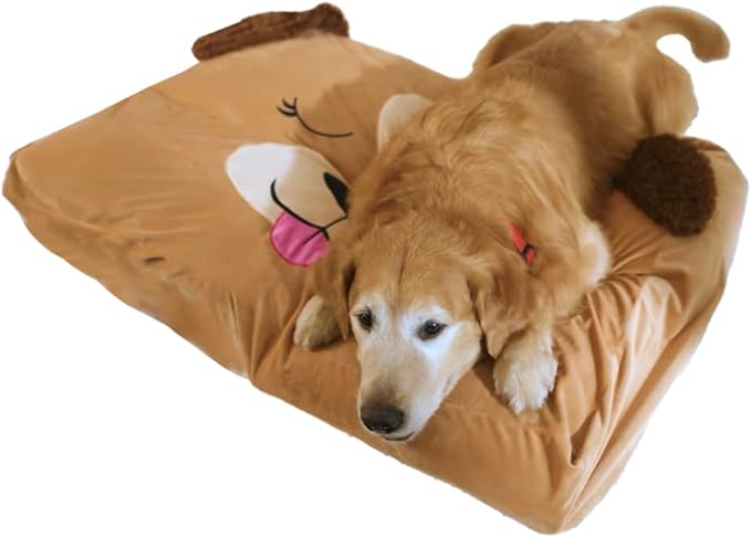 Happy Nappers Pet Bed in A Box Slipcover: Biscuit The Beige Dog - XLarge - 42x28 Character Bed Case, Stuff & Fill with Your Scent-Pillows-Clothes