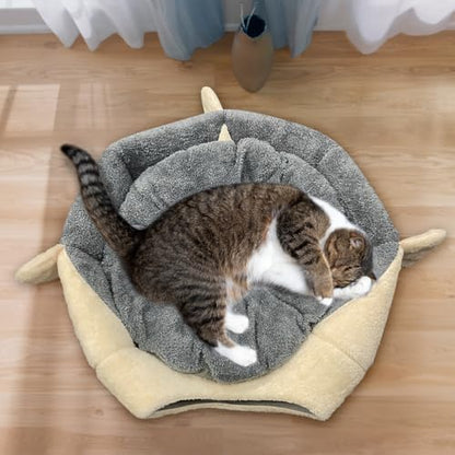 Cat Beds for Indoor Cats-19.7''Cute Pufferfish Larger Cat Cave Bed,Grey XL