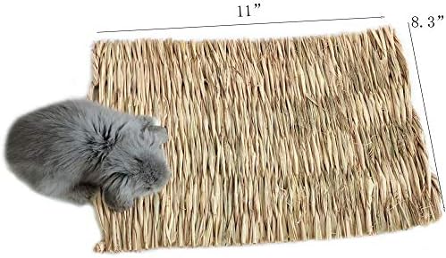 Hamiledyi Grass Mat Woven Bed Mat for Small Animal Bunny Bedding(Pack of 3)