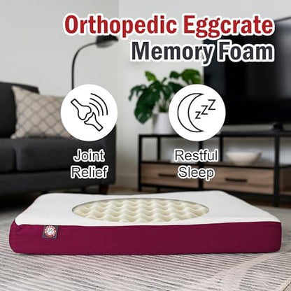 34x48 Burgundy Orthopedic Double Pet Bed By Majestic Pet Products-Large/Extra Large