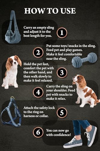 Noah & Paw Dog Sling Carrier for Small Dogs 3-10lb, Dog Sling for Small Dogs and Cats, Dog Carrier with Adjustable Padded Strap, Premium Twill, Lined with Fur, Double Safety Feature, Machine Washable