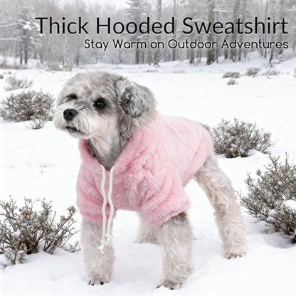Fuzzy Dog Hoodie Sweater for Large Dogs Warm Winter Dog Clothes with Double-Sided Plush Fleece Soft Stretchy Pet Coats Hooded Sweatshirt for Medium Large Dogs