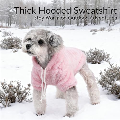 Fuzzy Dog Hoodie Sweater for Large Dogs Warm Winter Dog Clothes with Double-Sided Plush Fleece Soft Stretchy Pet Coats Hooded Sweatshirt for Medium Large Dogs