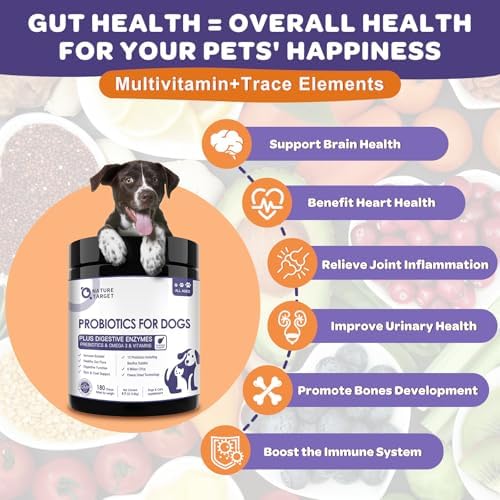 NATURE TARGET Probiotics for Dogs, 6 Billion CFUs, Freeze Dried, 180 Chews