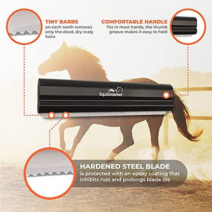EquiGroomer 8-Inch Deshedding Brush for Dogs & Horses, Black