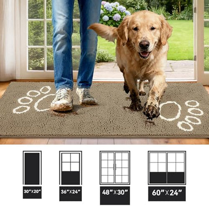 Bcoimo Super Absorbent Dog Door Mat, 60"*24" Anti Slip Mat for Muddy Paws