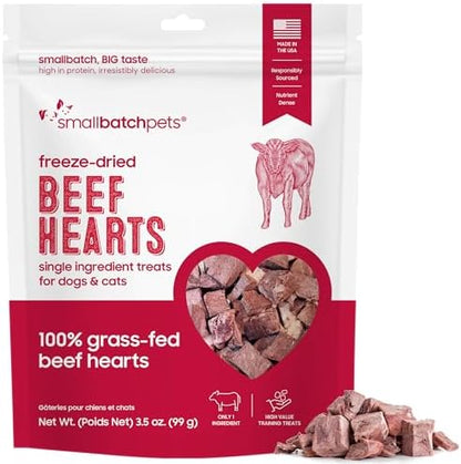 smallbatch Freeze-Dried Premium Beef Heart Treats for Dogs and Cats, 3.5oz