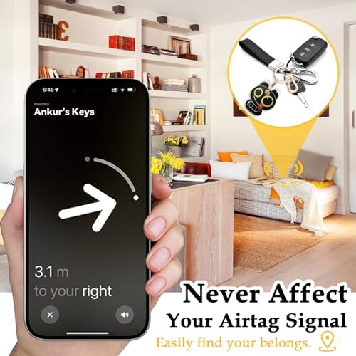 Leather Keychain Holder Case for AirTag, Cute Protective Cover for Apple Airtag KeyChain, GPS Tracker Item Finder