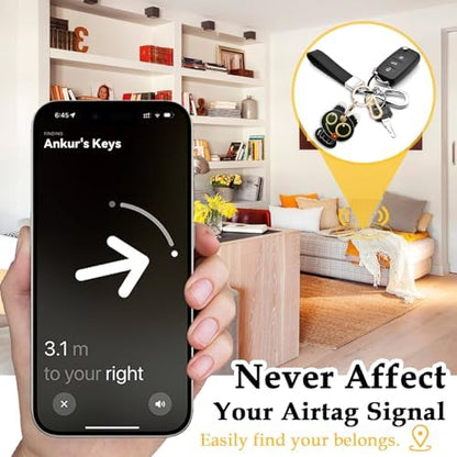Leather Keychain Holder Case for AirTag, Cute Protective Cover for Apple Airtag KeyChain, GPS Tracker Item Finder