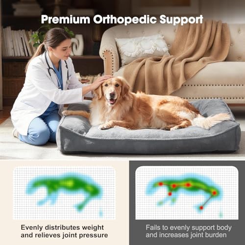 FURTIME XL Orthopedic Dog Bed Large Sized Dog, Extra Washable Dog Couch 42"