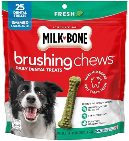 Milk-Bone Brushing Chews, Small/Medium, Fresh Flavor, 25 Dental Treats