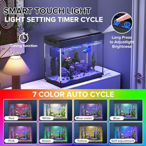 Vehipa Fish Tank, 2.4-Gallon Aquarium Starter Kit with 3-in-1 Quiet Pump