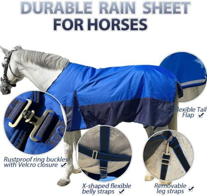 1200D Horse Blanket,Turnout Rain Sheet(No Fill),Dark Blue 69''