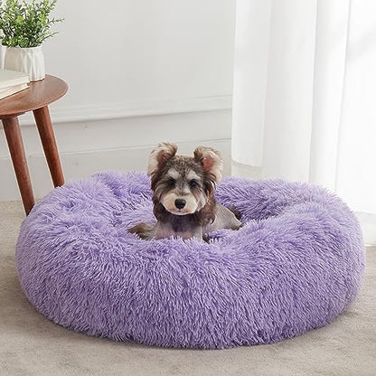 Western Home Calming Donut Medium Dog Bed Washable Pet Bed,30" Purple