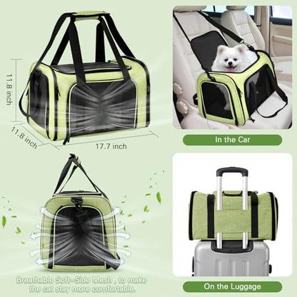 Cat Carrier Soft-Sided & Folding Travel Litter Box, Green