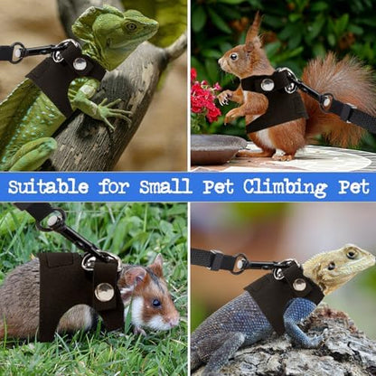 3 Pack Bearded Dragon Harness and Leash, Adjustable Bearded Dragon Leash and Harness Set with Traction Rope Bearded Dragons Clothes for Lizards and Other Small Reptiles (3 Sizes)