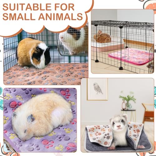 Reginary 4 Pcs Guinea Pig Fleece Cage Liners, Paw Print, 28 x 14 Inch