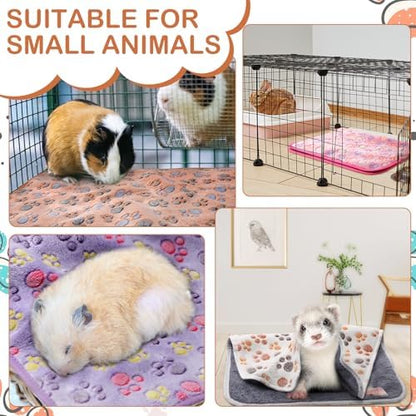 Reginary 4 Pcs Guinea Pig Fleece Cage Liners, Paw Print, 24 x 16 Inch