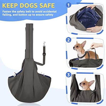 SlowTon Dog Carrier Sling - Thick Padded Shoulder Strap Adjustable, Grey M