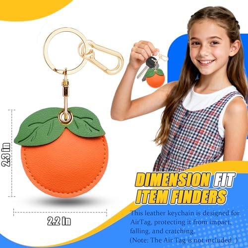Leather Keychain Holder Case for AirTag, Cute Protective Cover for Apple Airtag KeyChain, GPS Tracker Item Finder