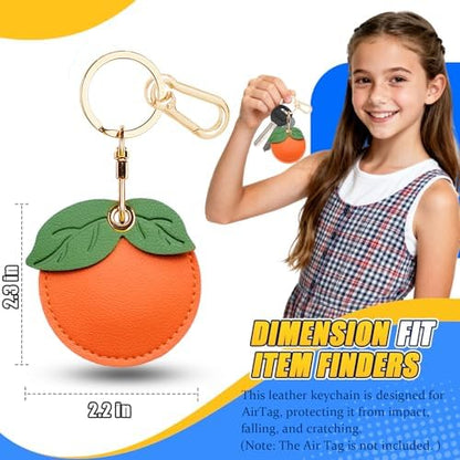 Leather Keychain Holder Case for AirTag, Cute Protective Cover for Apple Airtag KeyChain, GPS Tracker Item Finder