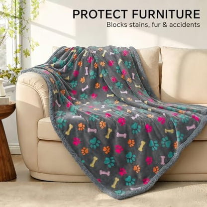 Luciphia Waterproof Dog Blanket Reversible Sherpa Fleece for Large Dogs Cat