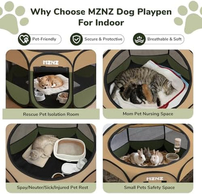 Dog Cat Small Animal Puppy Playpen Crate, Small, Olive Green